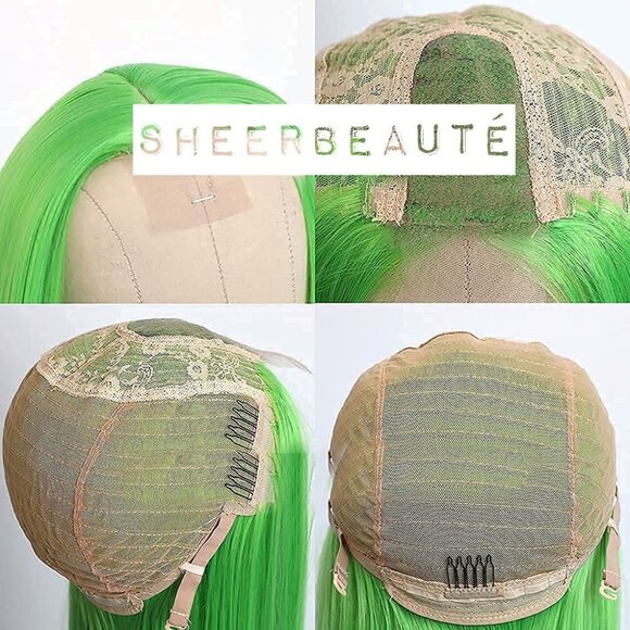 Green T Part Middle Part Lace Wigs - Picture 4 of 5